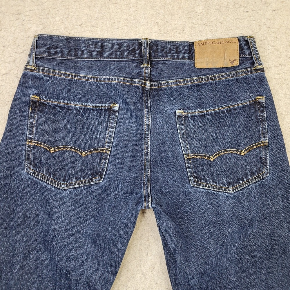 Vintage American Eagle Slim Straight‎ Jeans Mens 32x34 Blue Dark Wash Denim - Picture 7 of 12